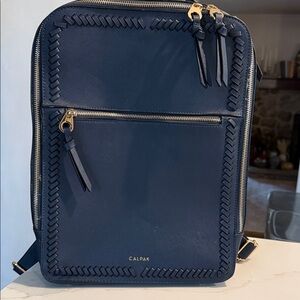 Calpak Navy Backpack with Gold Details